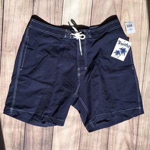 NWT Men's Trunks Surf & Swim Draw String Navy Swim Trunks Shirts size Large